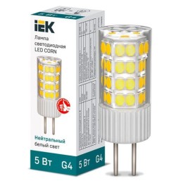 LLE-CORN-5-230-40-G4 IEK | Лампа светодиодная Corn 5Вт капсульная 4000К нейтр. бел. G4 230В керамика