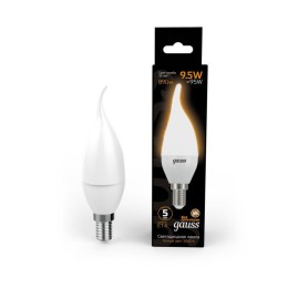 104101110 GAUSS | Лампа светодиодная Black 9.5Вт свеча на ветру 3000К тепл. бел. E14 890лм