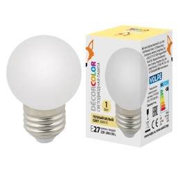UL-00006560 Volpe | Лампа светодиодная LED-G45-1W/3000K/E27/FR/С 1Вт шар матовая 3000К тепл. бел. E27 декоративная (упак. картон)