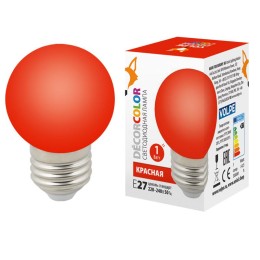 UL-00005646 Volpe | Лампа светодиодная LED-G45-1W/RED/E27/FR/С 1Вт шар матовая красн. E27 декоративная (упак. картон)