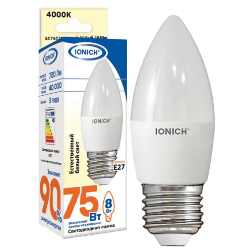 1538 IONICH | Лампа светодиодная ILED-SMD2835-C37-8-720-220-4-E27 (1306)