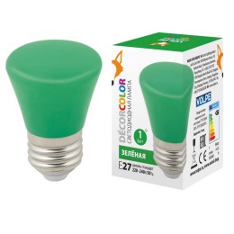 UL-00005640 Volpe | Лампа светодиодная LED-D45-1W/GREEN/E27/FR/С BELL Колокольчик 1Вт матовая зел. E27 декоративная (упак. картон)