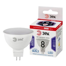 Б0049095 Эра | Лампа светодиодная STD LED MR16-8W-12V-860-GU5.3 MR16 8Вт софит GU5.3 холод. бел. 12В