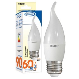 1634 IONICH | Лампа светодиодная ILED-SMD2835-CW37-6-540-230-4-E27 6Вт CW37 свеча на ветру 4000К нейтр. бел. E27 230В