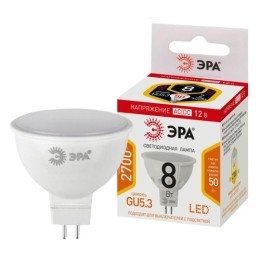 Б0049093 Эра | Лампа светодиодная STD LED MR16-8W-12V-827-GU5.3 MR16 8Вт софит GU5.3 тепл. бел. 12В