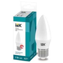 LLE-C35-9-230-40-E27 IEK | Лампа светодиодная Eco 9Вт C35 свеча 4000К нейтр. бел. E27 230В