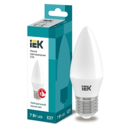 LLE-C35-7-230-40-E27 IEK | Лампа светодиодная Eco 7Вт C35 свеча 4000К нейтр. бел. E27 230В