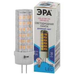 Б0049088 Эра | Лампа светодиодная LED JC-5W-12V-CER-840-G4 JC 5Вт капсульная 4000К нейтр. бел. G4 12В