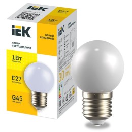 LLE-G45-1-230-W-E27 IEK | Лампа светодиодная декор. G45 1Вт шар холод. бел. E27 230В