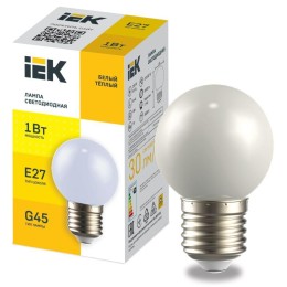 LLE-G45-1-230-WW-E27 IEK | Лампа светодиодная декор. G45 1Вт шар тепл. бел. E27 230В