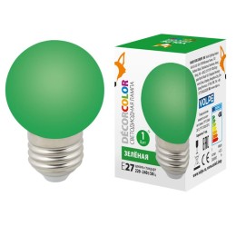 UL-00005648 Volpe | Лампа светодиодная LED-G45-1W/GREEN/E27/FR/С 1Вт шар матовая зел. E27 декоративная (упак. картон)