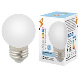UL-00005806 Volpe | Лампа светодиодная LED-G45-1W/6000K/E27/FR/С 1Вт шар матовая 6000К холод. бел. E27 декоративная (упак. картон)
