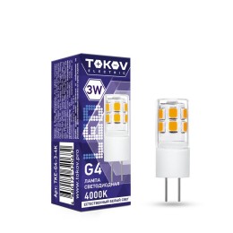 TKE-G4-3-4K TOKOV ELECTRIC | Лампа светодиодная 3Вт Capsule 4000К G4 220-240В TOKOV