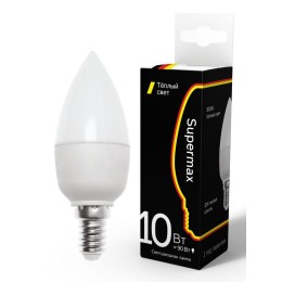 Sup_LED10wCNE1430 КОСМОС | Лампа светодиодная Supermax 10Вт свеча E14 230В 3000К