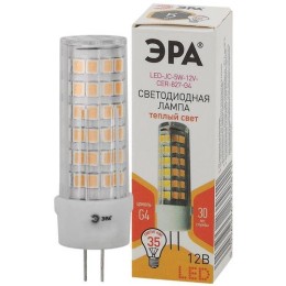 Б0049087 Эра | Лампа светодиодная LED JC-5W-12V-CER-827-G4 JC 5Вт капсула G4 тепл. бел. 12В