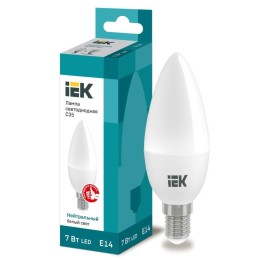LLE-C35-7-230-40-E14 IEK | Лампа светодиодная Eco 7Вт C35 свеча 4000К нейтр. бел. E14 230В