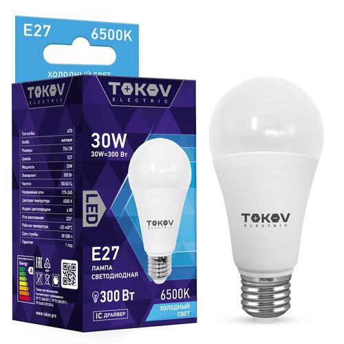 TKE-A70-E27-30-6.5K TOKOV ELECTRIC | Лампа светодиодная 30Вт А70 6500К Е27 176-264В TOKOV