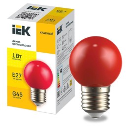 LLE-G45-1-230-R-E27 IEK | Лампа светодиодная декор. G45 1Вт шар красн. E27 230В