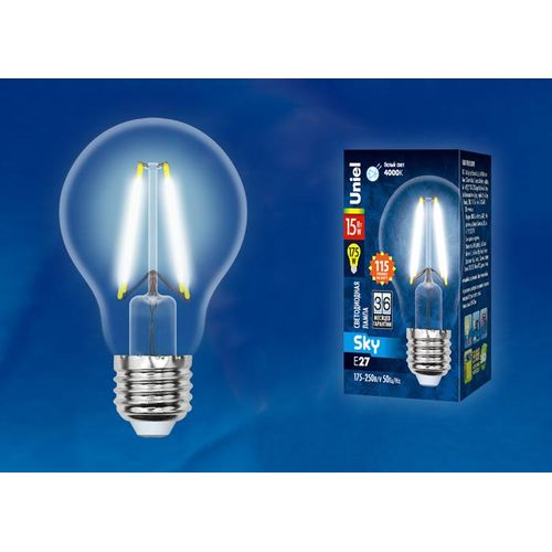 UL-00005850 Uniel | Лампа светодиодная LED-A60-15W/4000K/E27 /CL PLS02WH Sky 15Вт прозрачная 4000К нейтр. бел. (упак. картон)