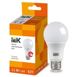 LLE-A60-11-230-30-E27 IEK | Лампа светодиодная ECO A60 11Вт грушевидная 3000К тепл. бел. E27 990лм 230-240В