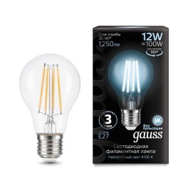 102902212 GAUSS | Лампа светодиодная филаментная Black Filament 12Вт A60 грушевидная 4100К нейтр. бел. E27 1250лм