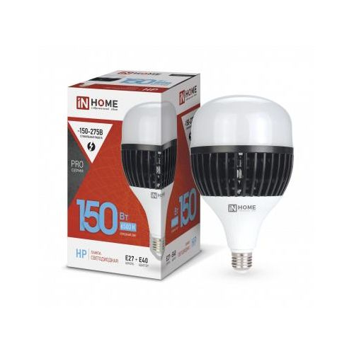 4690612035703 IN HOME | Лампа светодиодная LED-HP-PRO 150Вт грушевидная 6500К холод. бел. E27 14250лм 150-275В с адаптером E40 бел. IN