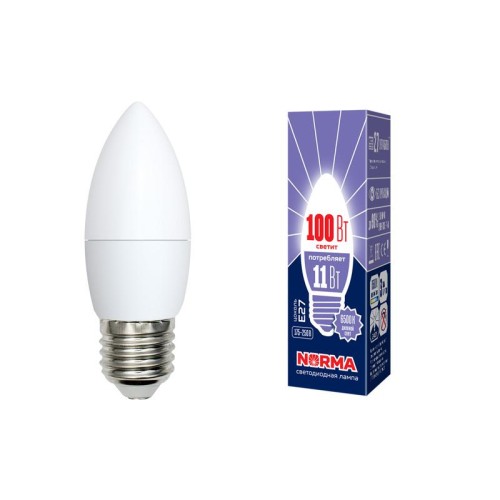 UL-00003813 Volpe | Лампа светодиодная LED-C37-11W/DW/E27/FR/NR Norma 11Вт матовая E27 (упак. картон)