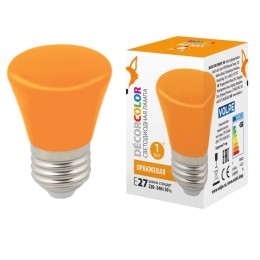 UL-00005642 Volpe | Лампа светодиодная LED-D45-1W/ORANGE/E27/FR/С BELL Колокольчик 1Вт матовая оранж. E27 декоративная (упак. картон)
