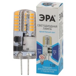 Б0049090 Эра | Лампа светодиодная LED-JC-2.5W-12V-SLC-840-G4 JC 2.5Вт капсульная 4000К нейтр. бел. G4 12В