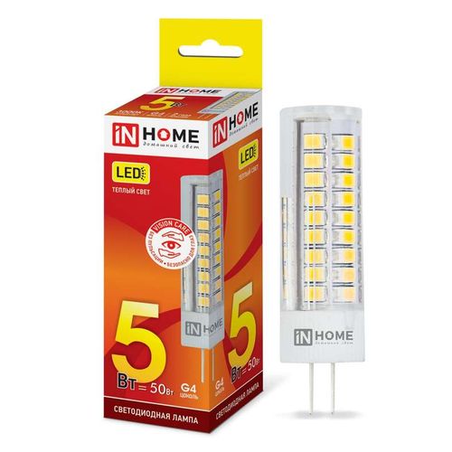 4690612019840 IN HOME | Лампа светодиодная LED-JC-VC 5Вт капсульная 3000К тепл. бел. G4 450лм 12В IN