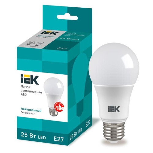 LLE-A80-25-230-40-E27 IEK | Лампа светодиодная 25Вт A80 шар 4000К нейтр. бел. E27 230В