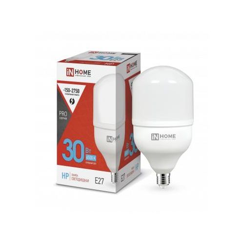 4690612031088 IN HOME | Лампа светодиодная высокомощная LED-HP-PRO 30Вт цилиндр 6500К холод. бел. E27 2850лм 230В IN