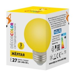 UL-00006961 Volpe | Лампа декоративная светодиод. LED-G60-3W/YELLOW/E27/FR/С Шармат упак. картон желт.