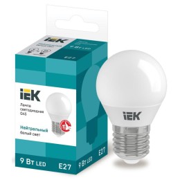 LLE-G45-9-230-40-E27 IEK | Лампа светодиодная Eco G45 9Вт шар 4000К нейтр. бел. E27 230В