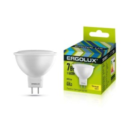 12158 Ergolux | Лампа светодиодная LED-JCDR-7W-GU5.3-3000K 7Вт JCDR рефлектор 3000К тепл. бел. 180-240В