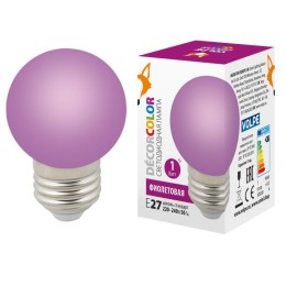 UL-00005652 Volpe | Лампа светодиодная LED-G45-1W/PURPLE/E27/FR/С 1Вт шар матовая фиолет. E27 декоративная (упак. картон)