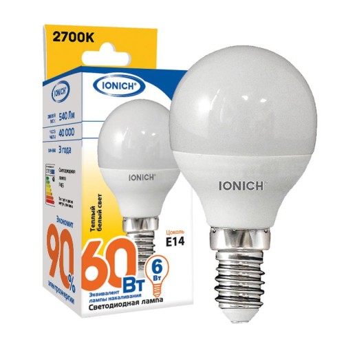 1546 IONICH | Лампа светодиодная ILED-SMD2835-P45-6-540-220-2.7-E14 (1095)