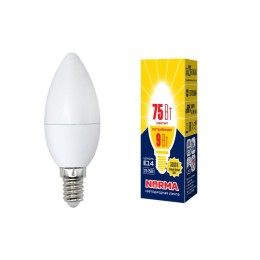 UL-00003804 Volpe | Лампа светодиодная LED-C37-9W/WW/E14/FR/NR Norma 9Вт матовая E14 (упак. картон)
