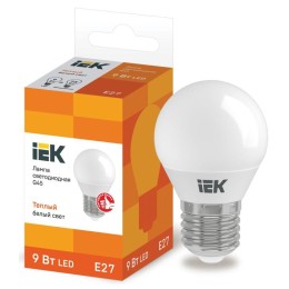 LLE-G45-9-230-30-E27 IEK | Лампа светодиодная ECO G45 9Вт шар 3000К E27 230В