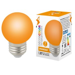 UL-00005650 Volpe | Лампа светодиодная LED-G45-1W/ORANGE/E27/FR/С 1Вт шар матовая оранж. E27 декоративная (упак. картон)