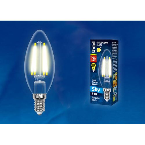 UL-00005899 Uniel | Лампа светодиодная LED-C35-13W/3000K/E14/CL PLS02WH