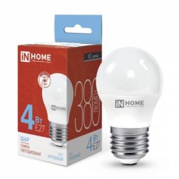 4690612030616 IN HOME | Лампа светодиодная LED-ШАР-VC 4Вт шар 6500К холод. бел. E27 380лм 150-275В IN