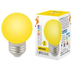 UL-00005649 Volpe | Лампа светодиодная LED-G45-1W/YELLOW/E27/FR/С 1Вт шар матовая желт. E27 декоративная (упак. картон)