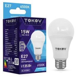 TKE-A60-E27-15-6.5K TOKOV ELECTRIC | Лампа светодиодная 15Вт А60 6500К Е27 176-264В TOKOV