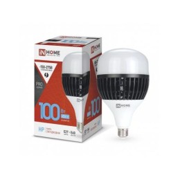 4690612035697 IN HOME | Лампа светодиодная LED-HP-PRO 100Вт грушевидная 6500К холод. бел. E27 9500лм 150-275В с адаптером E40 бел. IN