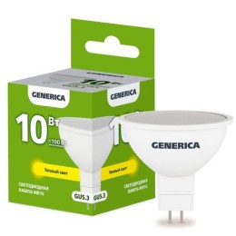 LL-MR16-10-230-30-GU5-G GENERICA | Лампа светодиодная MR16 10Вт софит 3000К GU5.3 230В