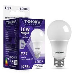 TKE-A60-E27-10-4K TOKOV ELECTRIC | Лампа светодиодная 10Вт А60 4000К Е27 176-264В TOKOV