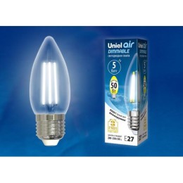 UL-00003642 Uniel | Лампа светодиодная LED-C35-5W/NW/E27/CL/DIM GLA01TR Air диммир. картон