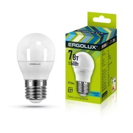 12145 Ergolux | Лампа светодиодная LED-G45-7W-E27-4500K 172-265В "Шар"