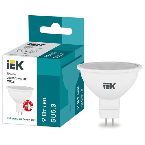 LLE-MR16-9-230-40-GU5 IEK | Лампа светодиодная 9Вт MR16 софит 4000К нейтр. бел. GU5.3 230В